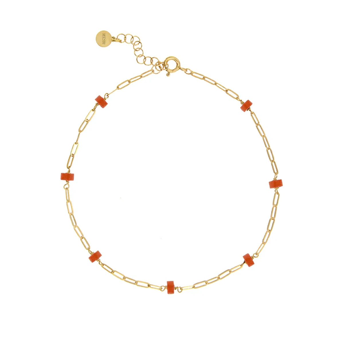 Saylor ankelkæde m. røde sten – fra Mesh | Dirks Jewellery