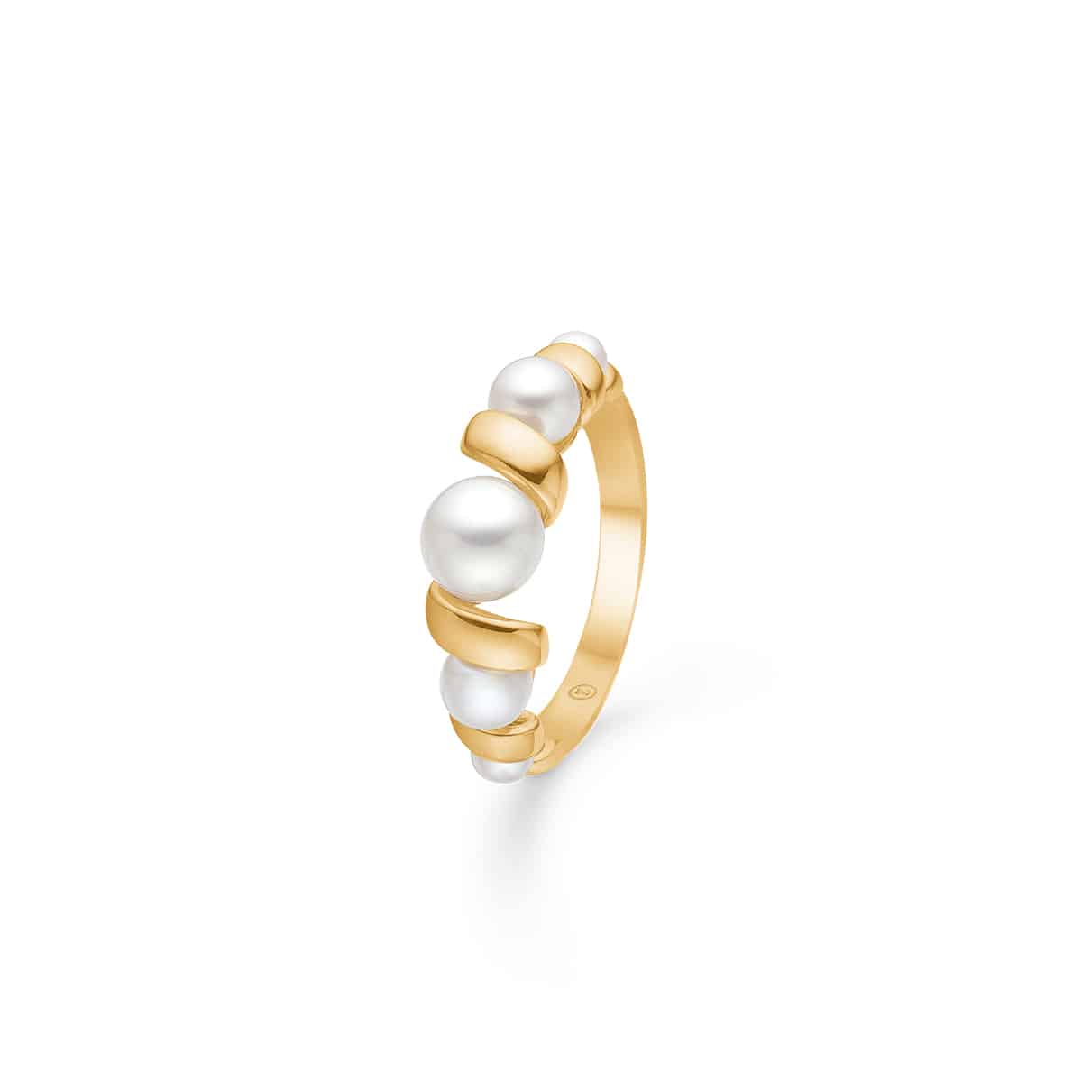 Swirl 14k guldring m perle – fra Mads.Z | Dirks Jewellery
