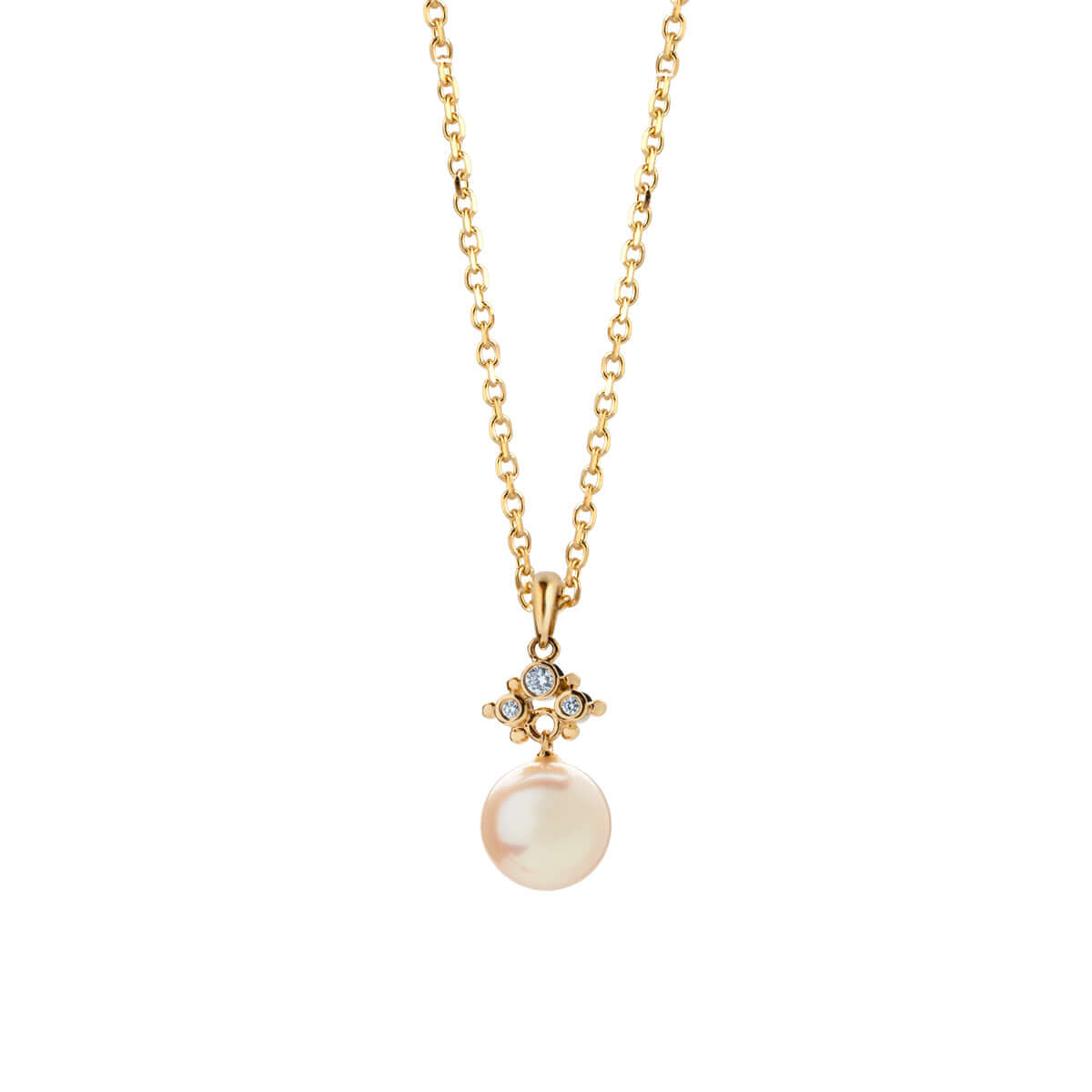 Trinity, 14K guldvedhæng m. brillanter og FWP – Ægte håndværk fra Dirks Jewellery