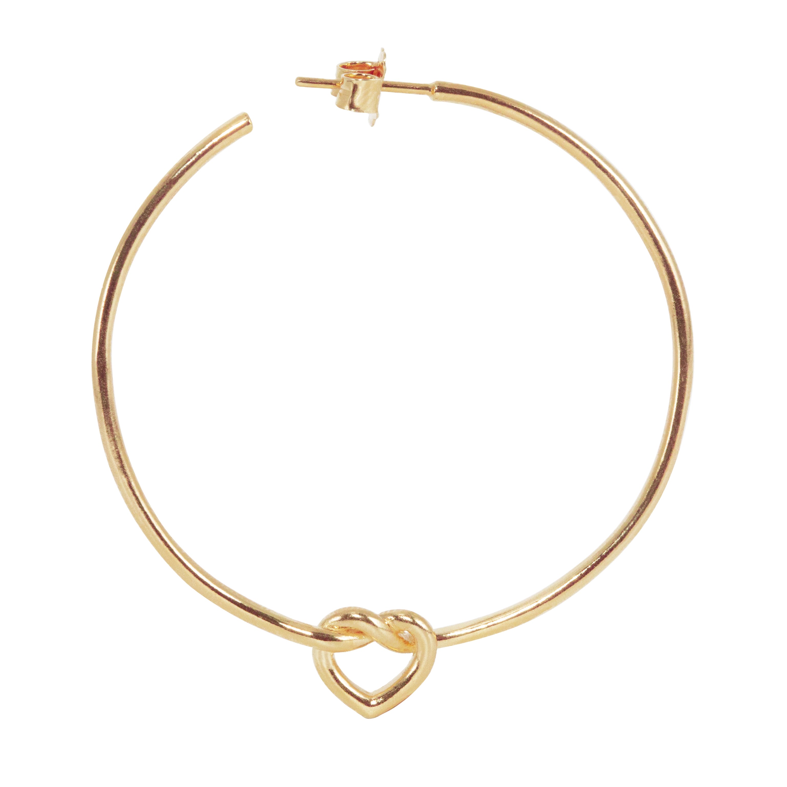 BIG TIED HEART HOOP FORGYLDT SØLV