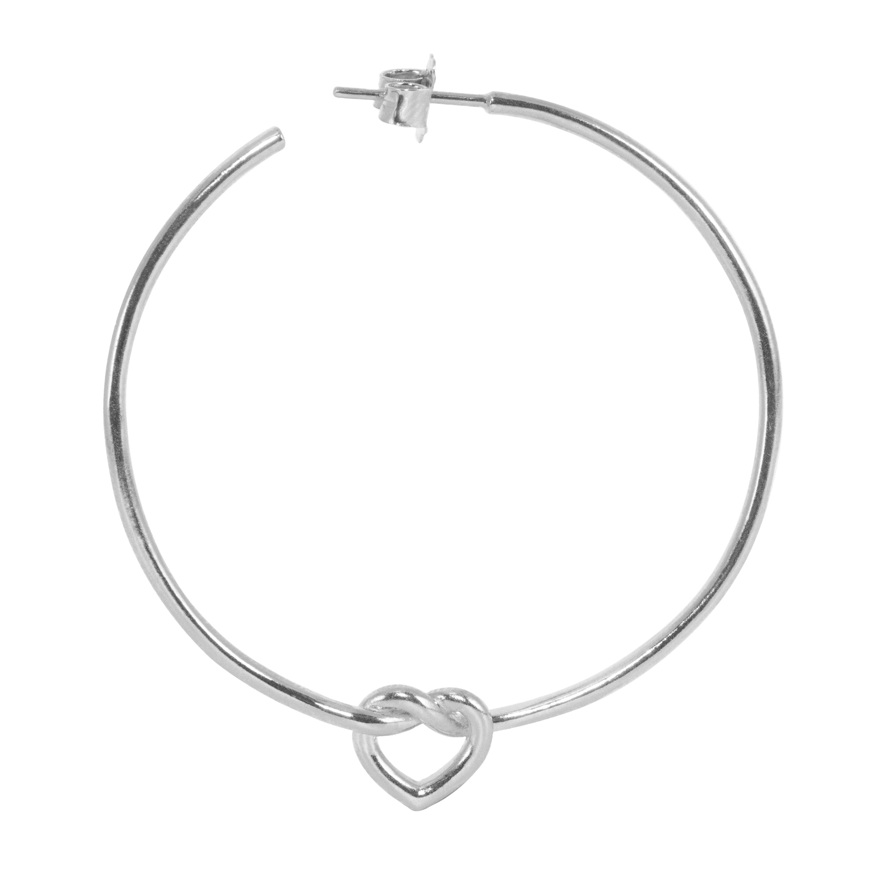 BIG TIED HEART HOOP SØLV