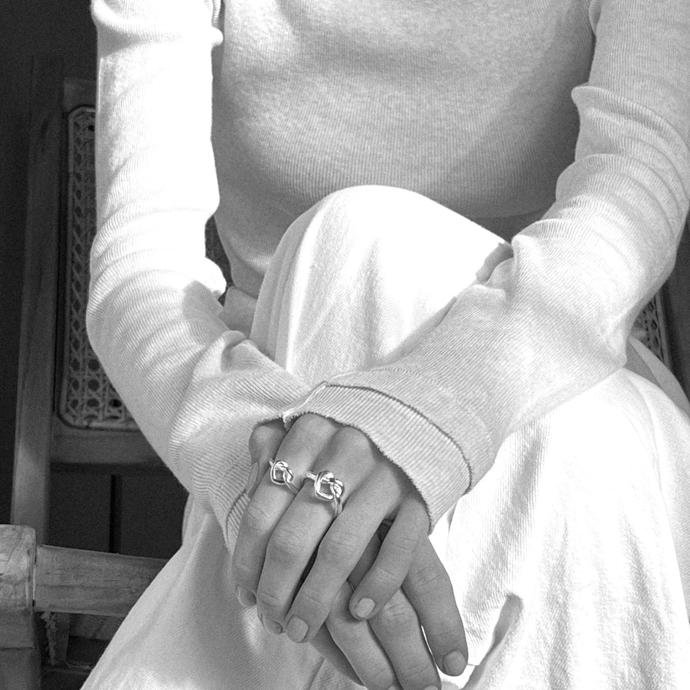 BIG TIED HEART RING FORGYLDT SØLV