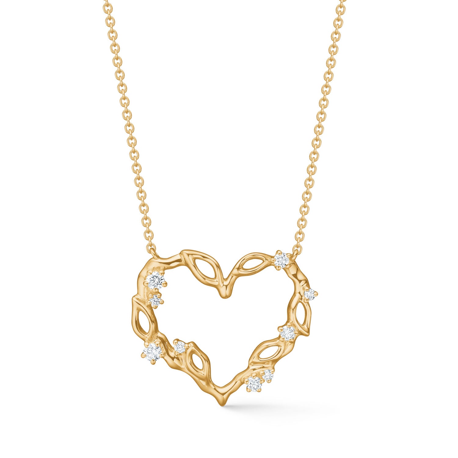 Blomsterhjerte, collier, 14K guld m. brillanter – fra Dirks Jewellery | Dirks Jewellery