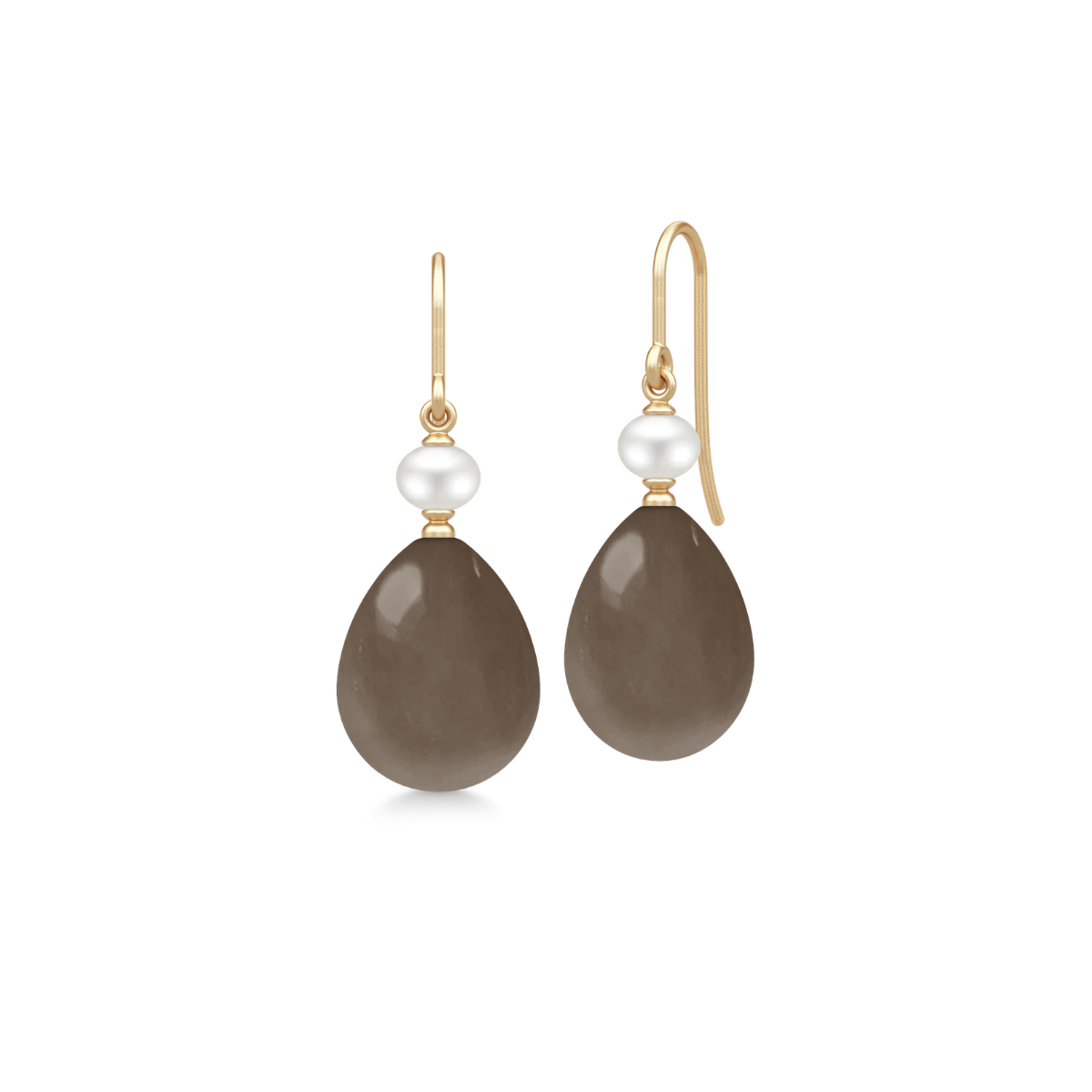 ELINA Ørehængere 14K Guld Chocolate Moonstone