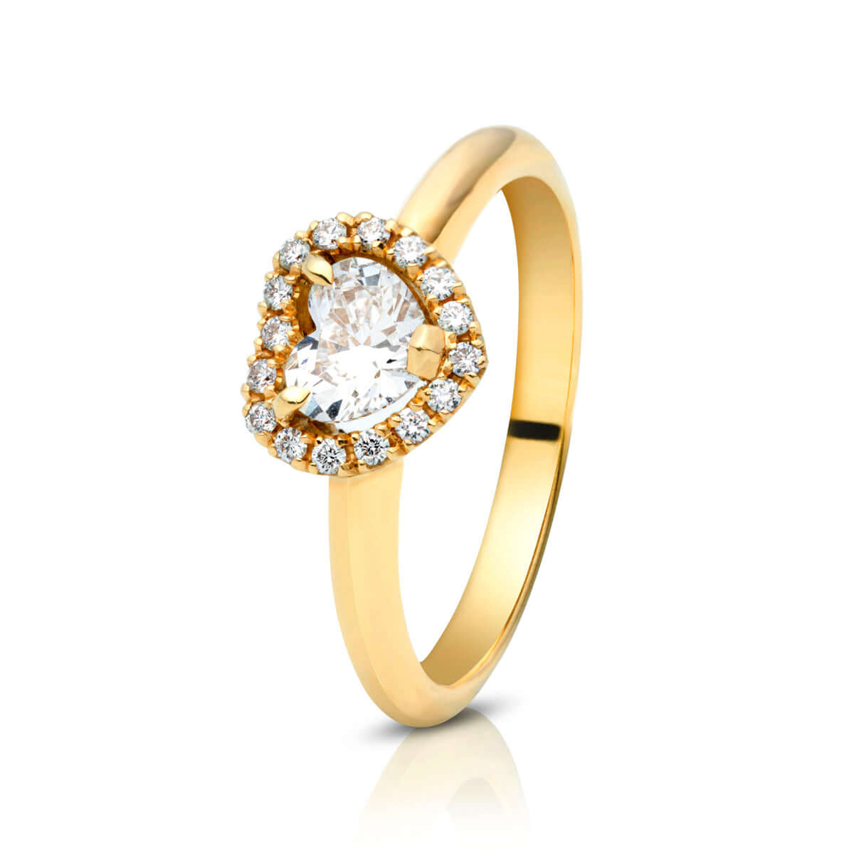 Rosétring, 18K guld m. hjertebrillant | Smykke fra Dirks Jewellery
