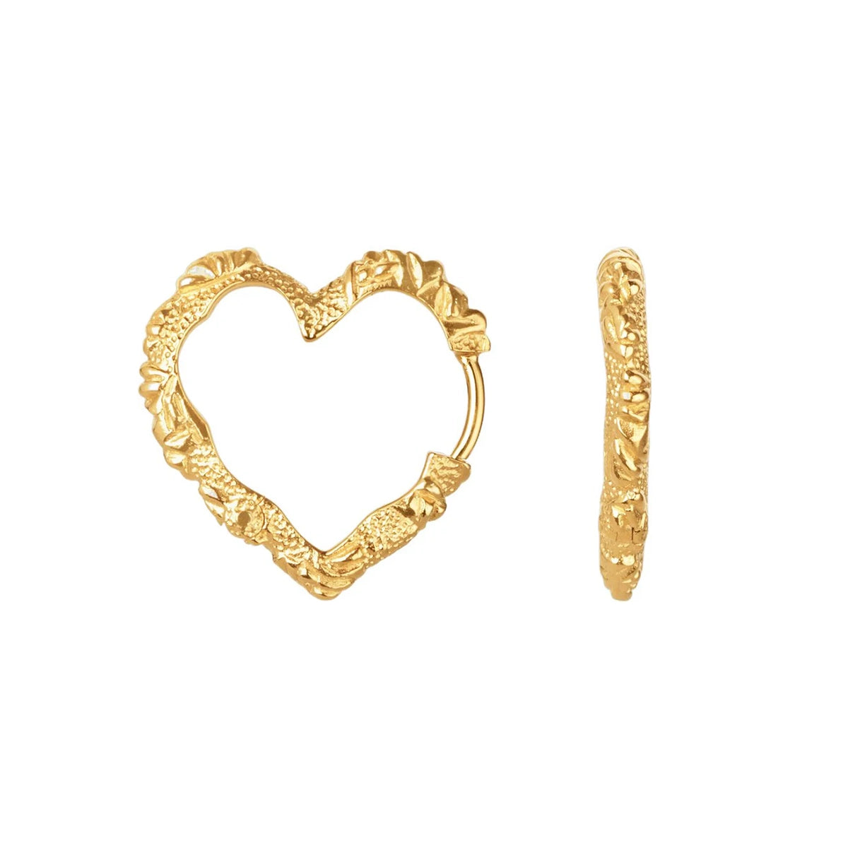 Mellem Heart Crush Hoops Forgyldt Sølv