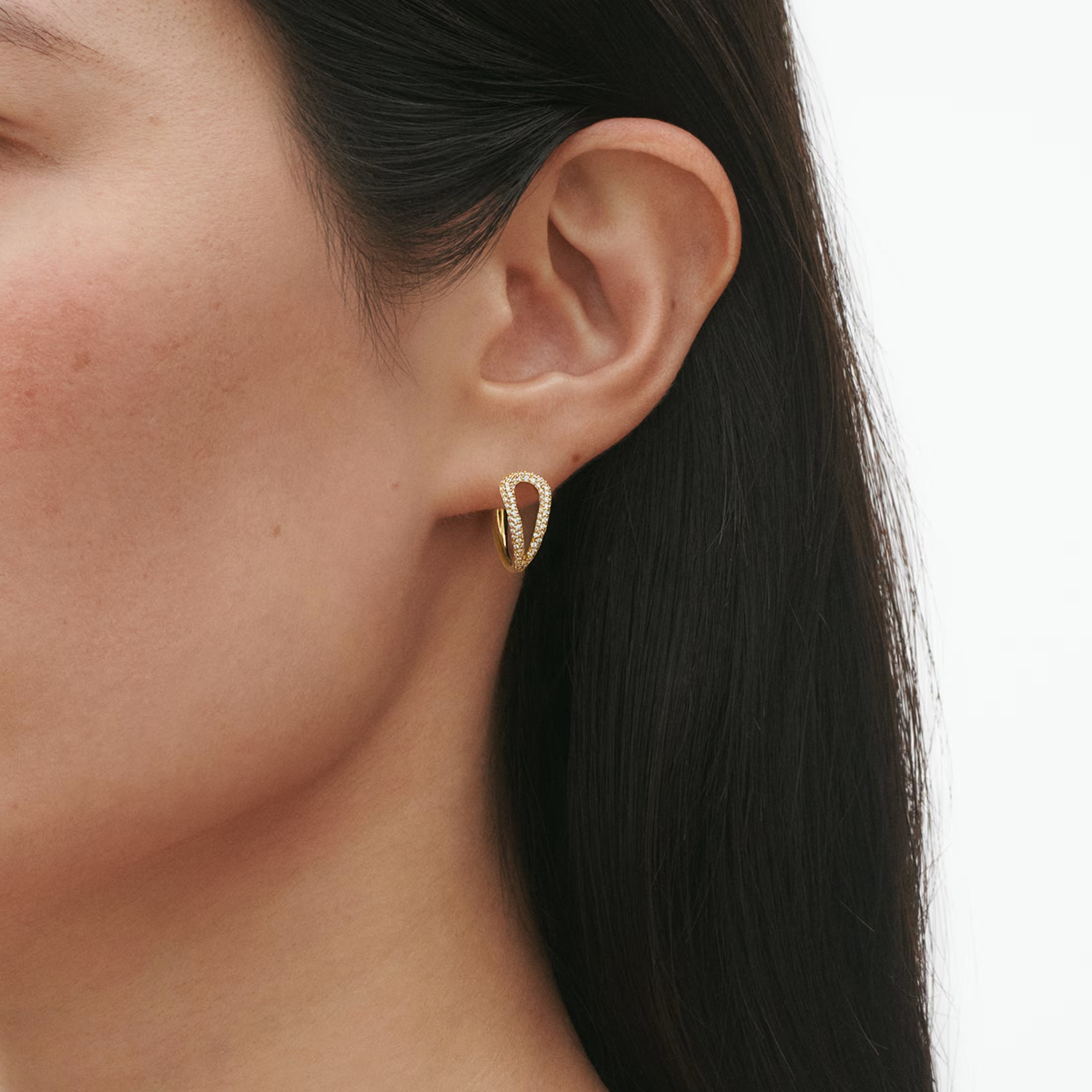 Mercy Swirl Hoops 18K Guld Brillanter