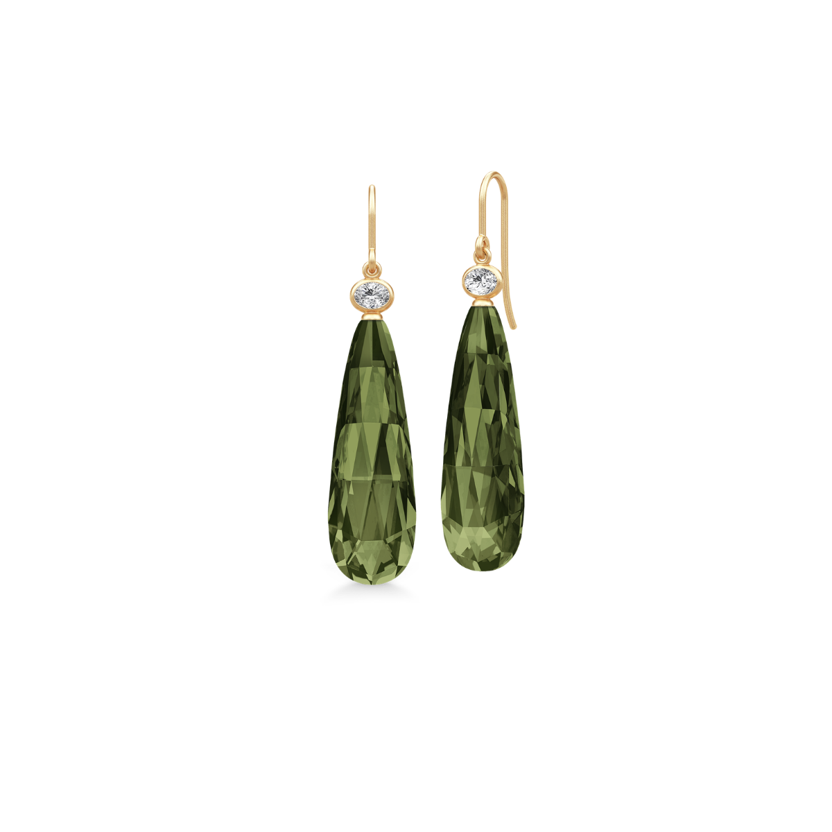 OFELIA DROP ørehængere Olive Green Crystal