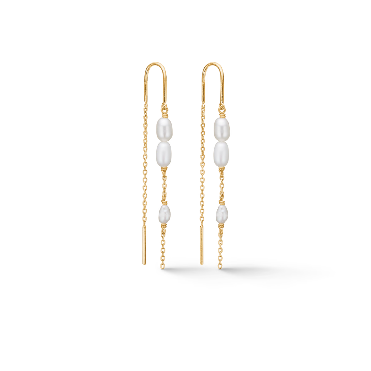 Perma Ørehængere Forgyldt Sølv Perler