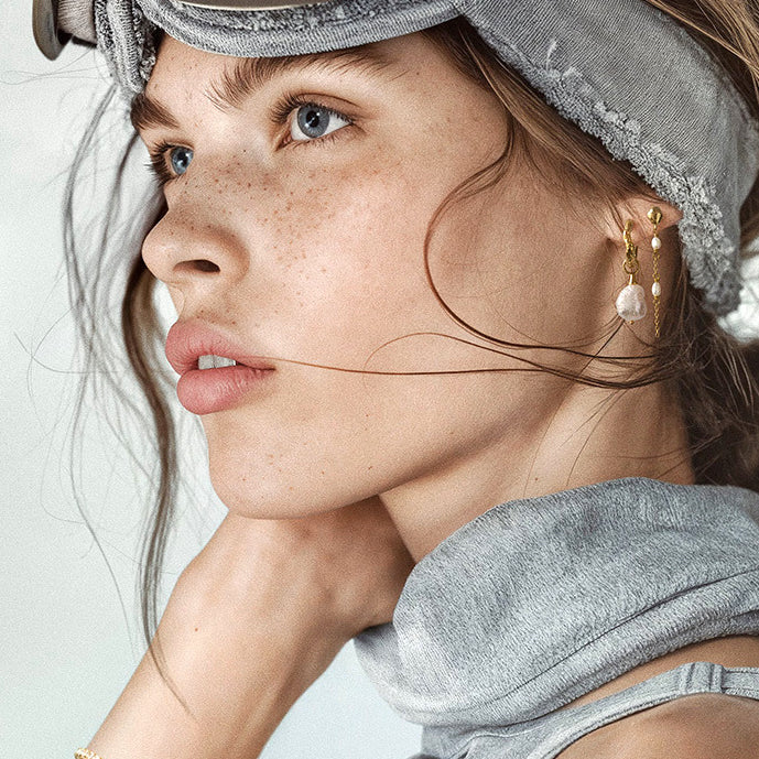 Perma Øreringe Forgyldt Sølv Perler