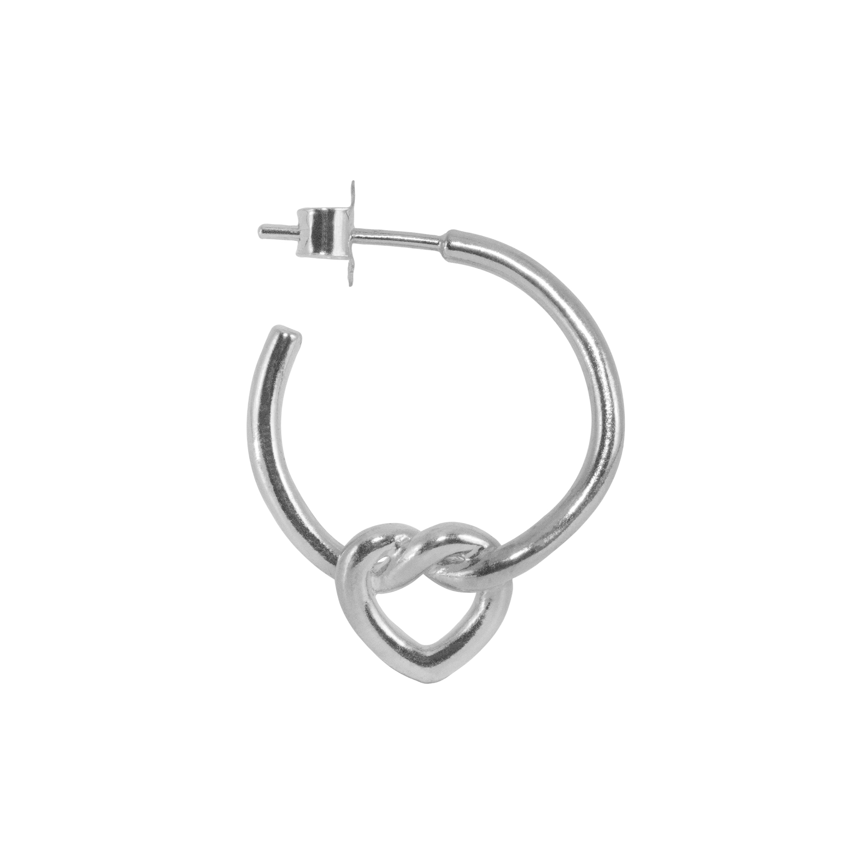 TIED HEART HOOP SØLV