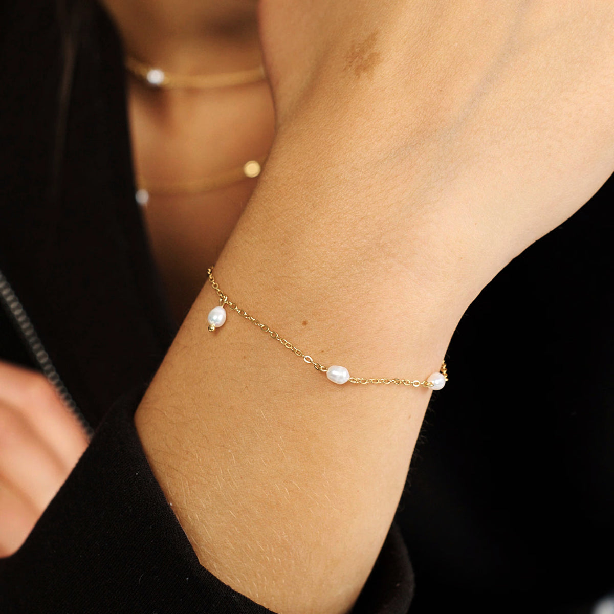 Trace Pearl Armbånd Forgyldt Sølv