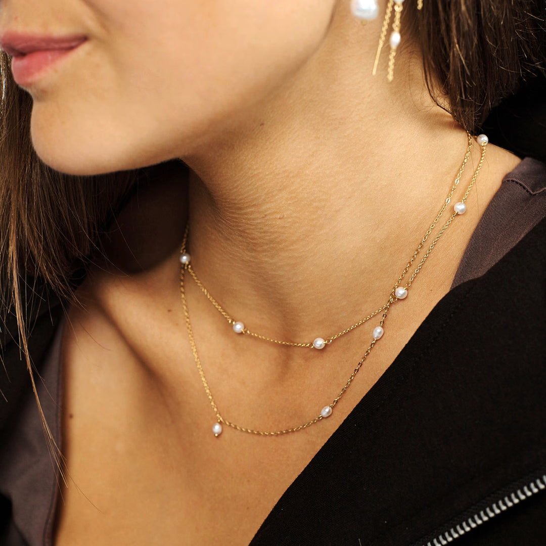 Trace Pearl Halskæde Forgyldt Sølv