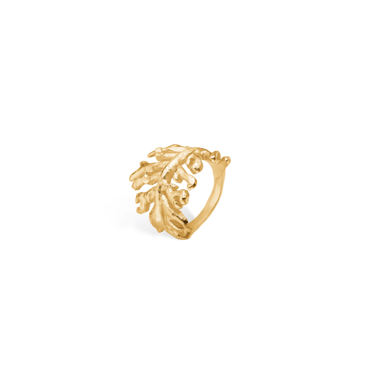 Feather large ring 14K guld