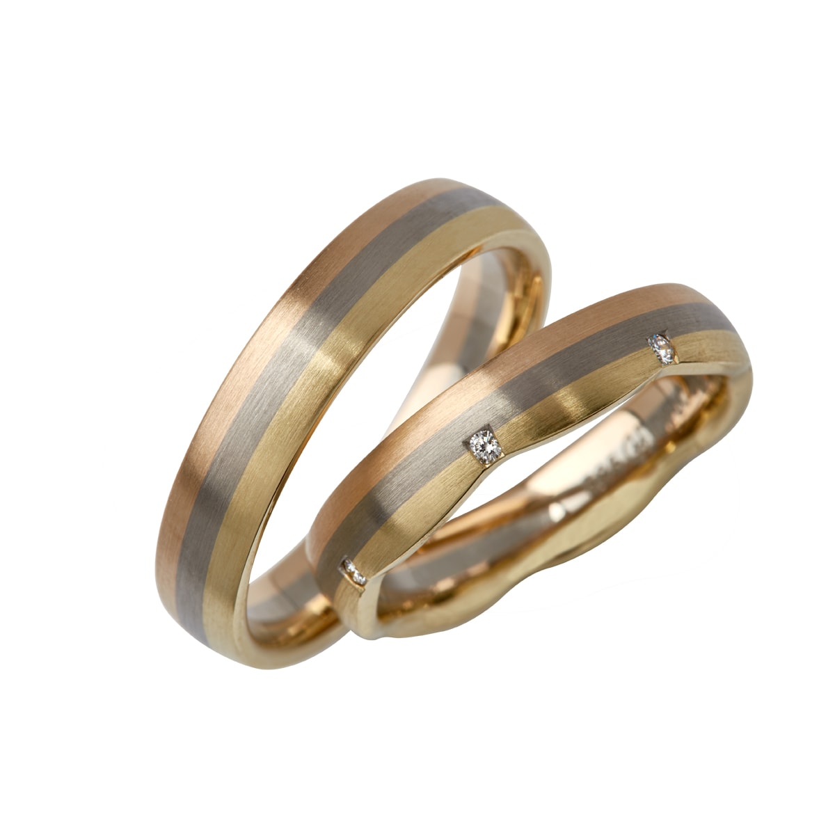 Vielsesring, 14K m. brill yg/hvg/pg – fra Dirks Jewellery | Dirks Jewellery